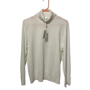 Brand New Cupio Turtleneck Sweater Women's XL White Soft Round Neck Long Sleeve